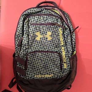 Under Armour Geometric Pattern Backpack in Green and Black